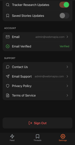 Go to Settings and tap Contact Us