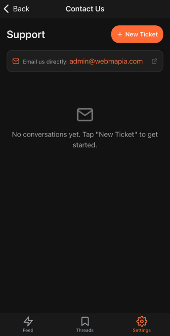 Tap + New Ticket to submit
